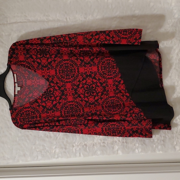 Dana Buchman 'Travel Anywhere' Red black graphic print XXL hem detail - Picture 4 of 10